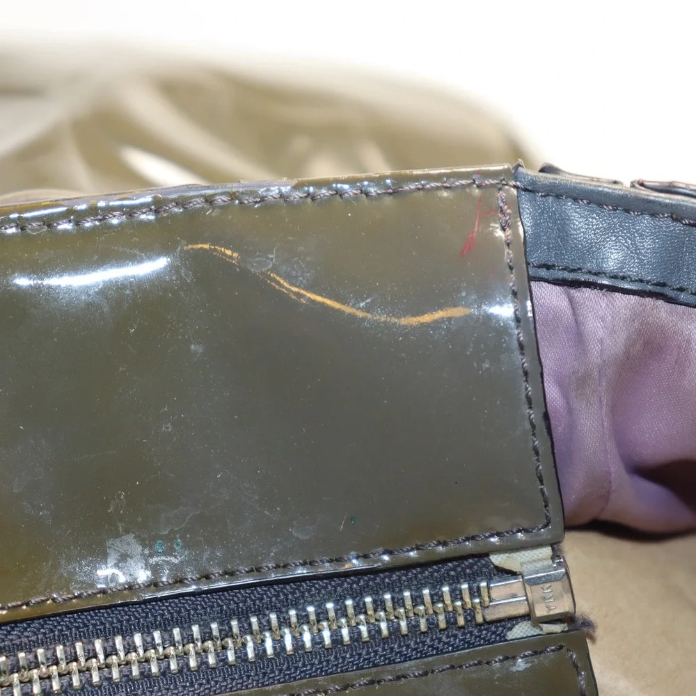 Coach Gallery Tote Olive Green Patent‎ Leather GUC